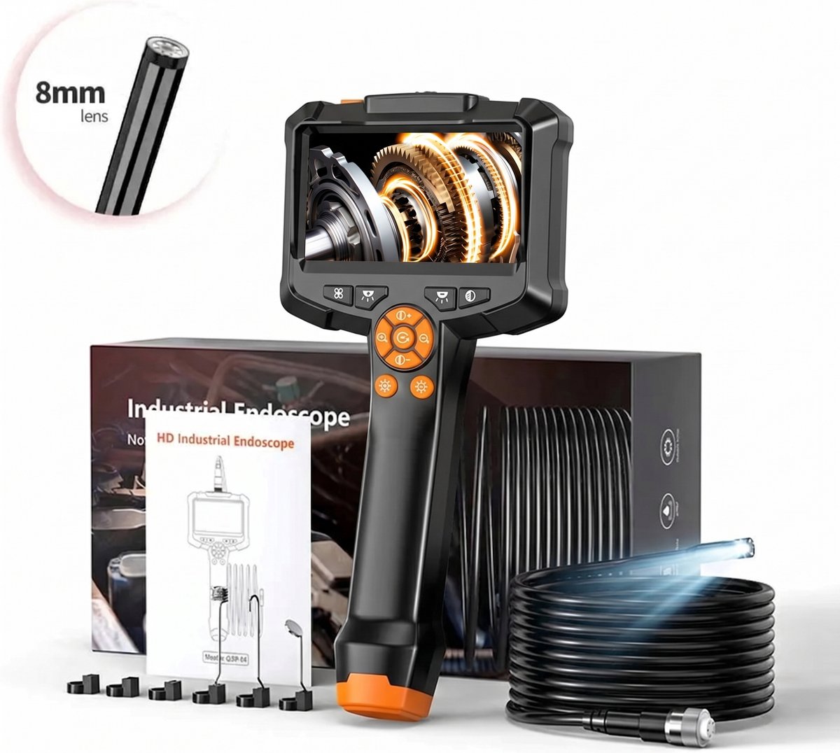 Fokelyi - Inspectiecamera met Scherm 10M -Endoscoop Inspectie Camera - 4.3 inch - 8mm kop - IP67 Waterdicht - LED Verlichting - 1080P HD – Handheld