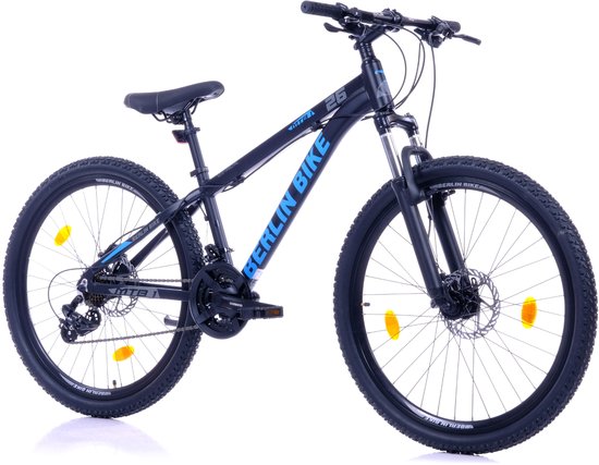 Berlin Bike MTB - Mountainbike 26 inch - 21 versnellingen Shimano - Framemaat: 33 cm - Zwart/Blauw — afbeelding 2