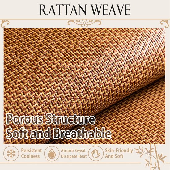 Natuurlijke Koelmat - Zomer Mat - Koel Slapen - Ademend Rattan - 180 x 200 cm - Natuurlijk — afbeelding 2