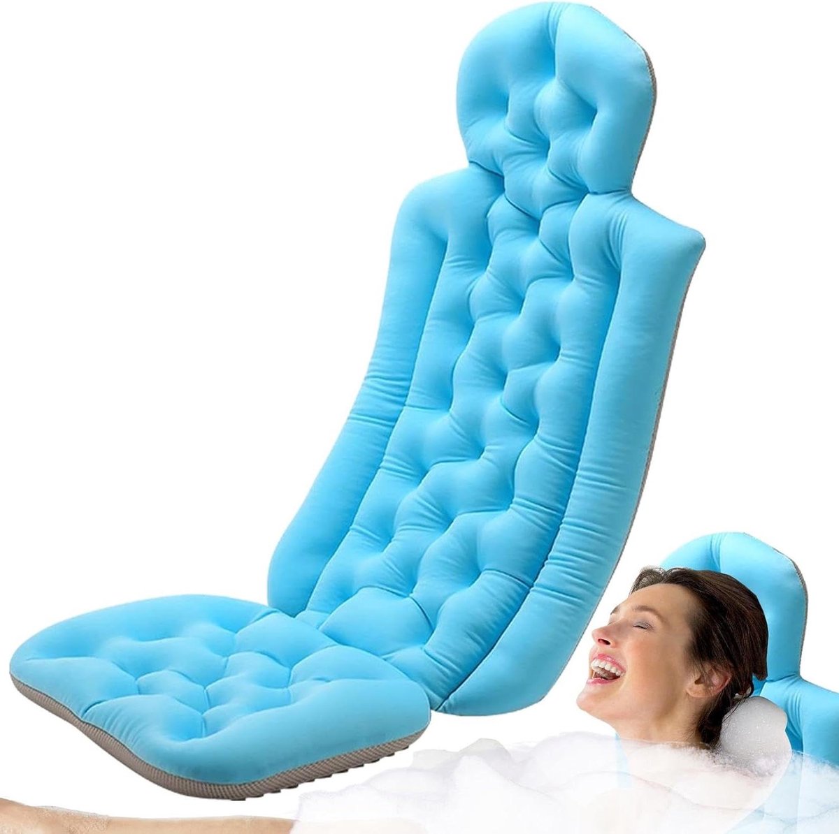 Badkussen - Bad accessoires - Ontspannen in bad - Ergonomisch ontwerp - 39 x 32 x 7.6 cm - Blauw