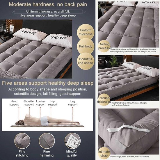 Japanse Vloermatras - Opvouwbare Futon - Comfortabel Slapen - Lichtgewicht en Stevig - 120 x 190 cm - Kleur B — afbeelding 4