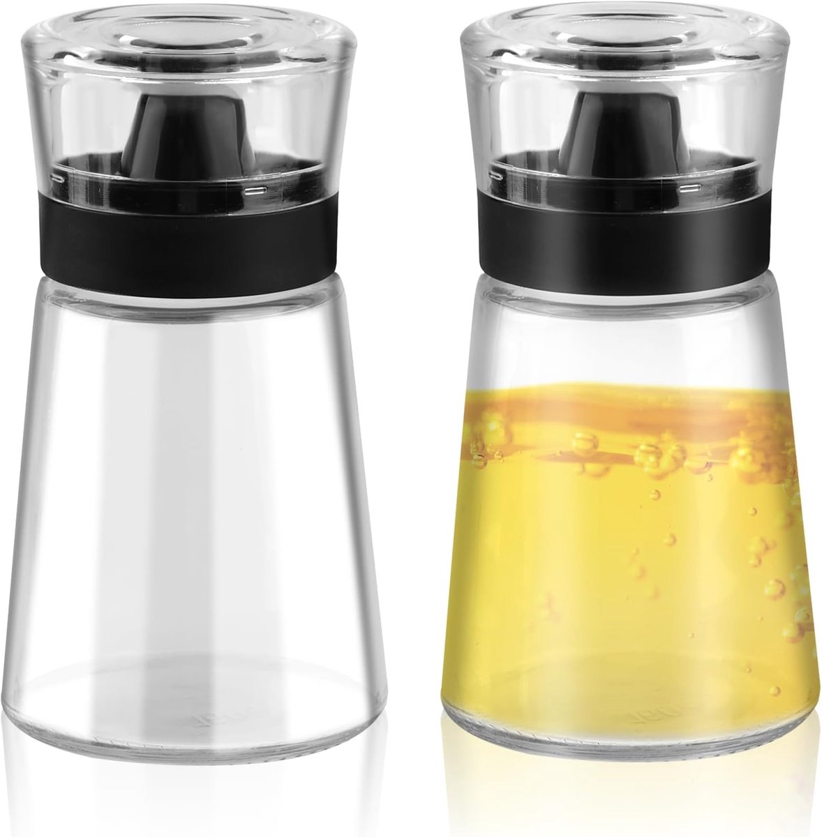 Azijn & Olie Flessen Set - 160ml Lekvrije Oliefles - Glas Olieverstuiver voor Buiten - Olie & Azijn Dispenser voor Sojasaus, Saladedressing, Honing - Transparant - 2 Stuks