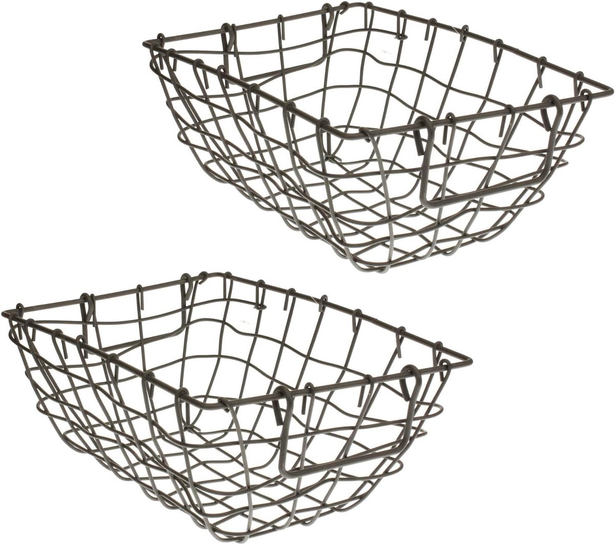 Decoratieve metalen mand grijs mat - Vintage opbergmand voor fruit, groenten en tafeldecoratie
