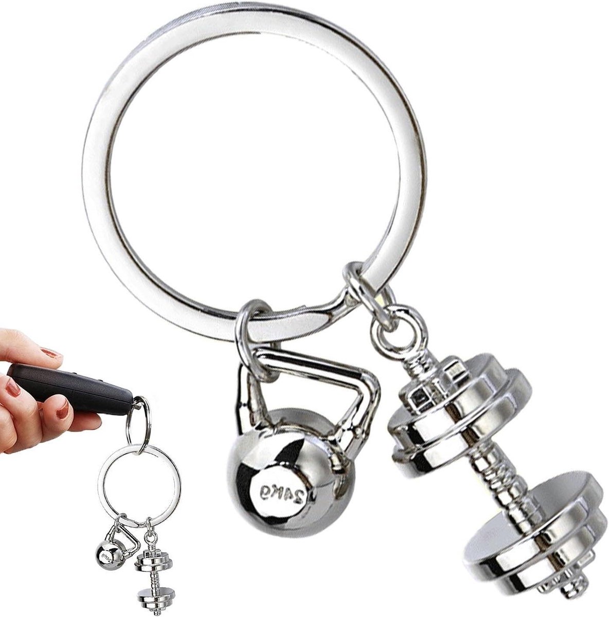 Halter Sleutelhanger - Gewichtsplaat Hanger - Fitness Herinnering - Krasbestendig Ontwerp - 24G - Goud/Zwart