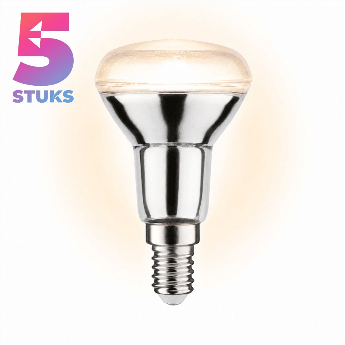 5x Reflector Gloeilamp E14 - 25W - Warm Wit Licht (2700K) - 150 lm - 1 jaar - Dimbaar - R50