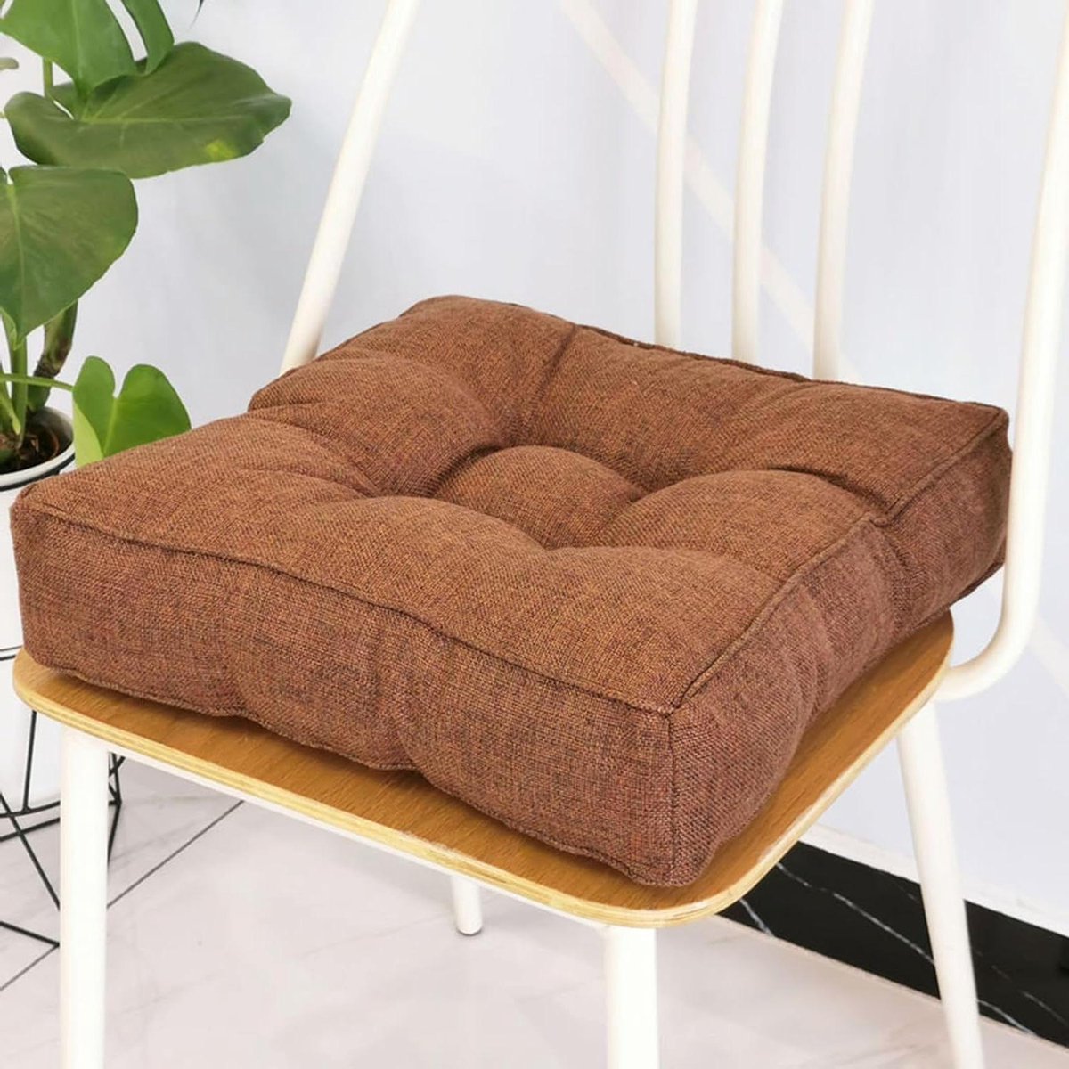 Stoelkussens Set - Zitkussens Binnen Buiten - Comfortabel Zitten - 9 cm Dik - 40x40 50x50 cm - Koffie