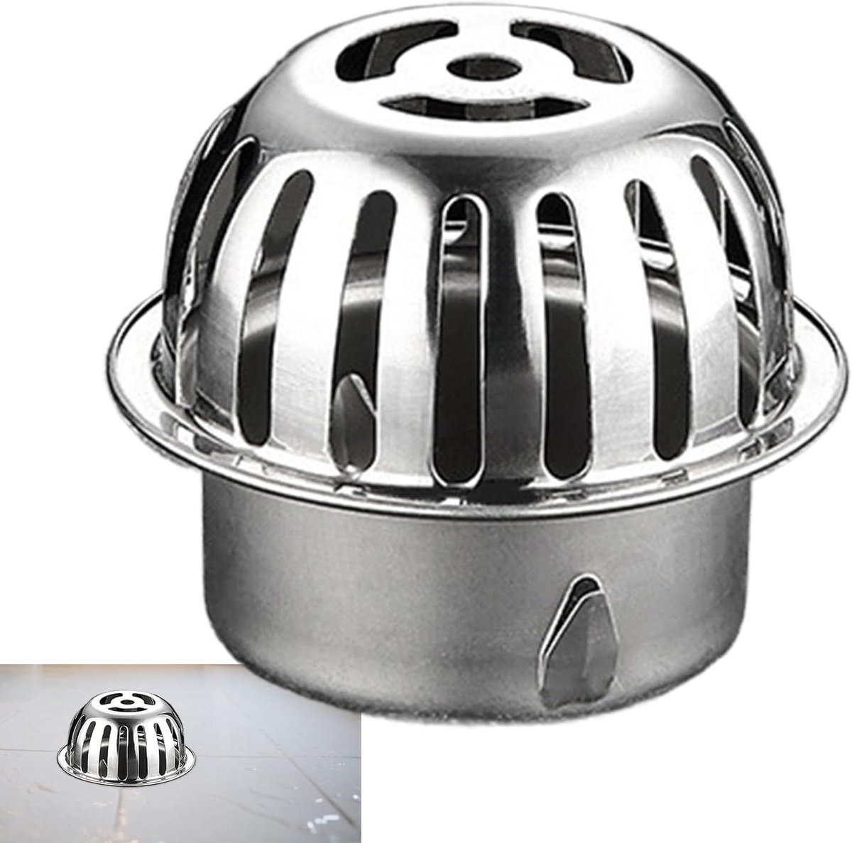 Vloerrooster RVS - Afvoerzeef Filter - Voorkomt Verstoppingen - Versterkte Basis - 75 mm of 110 mm - Zilver