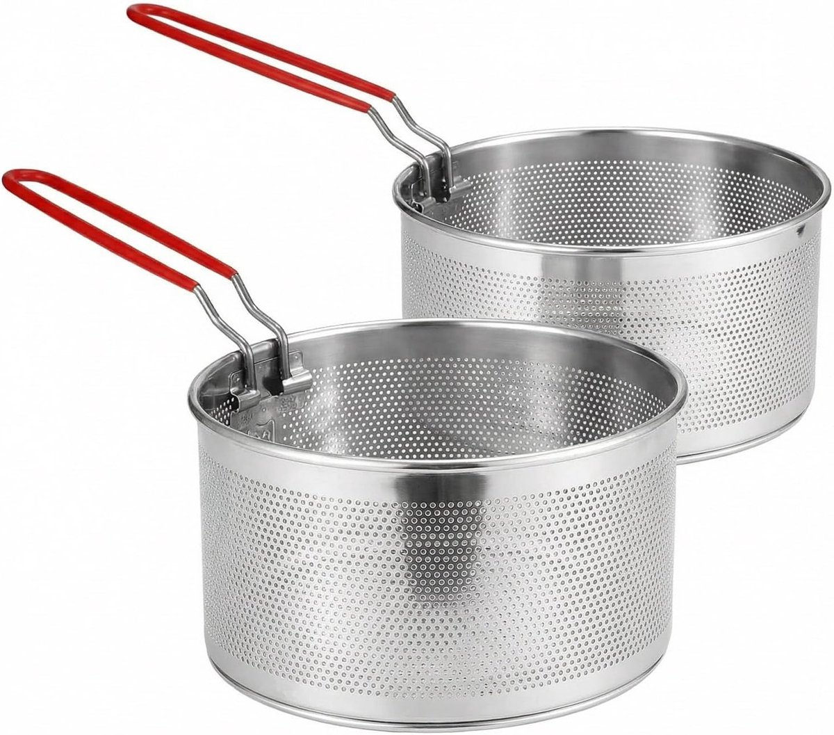 Diepvriesmand voor koken, pastascheider, roestvrij staal, afneembare zeef, voor frietjes en groenten (17.8 cm + 19.8 cm)
