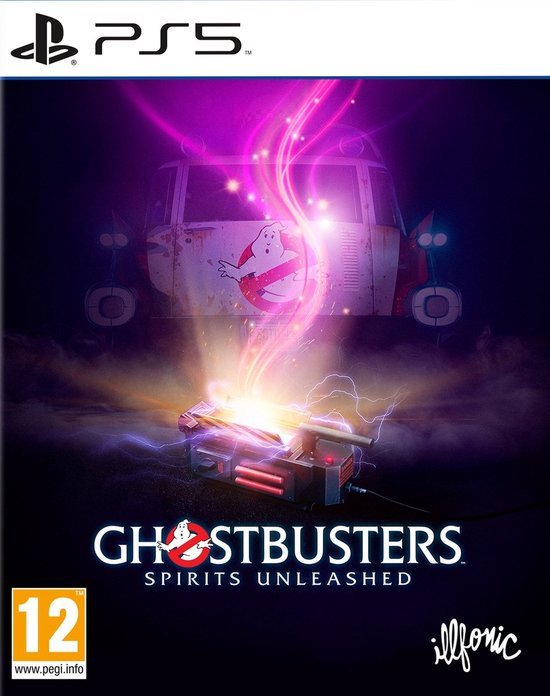 PlayStation 5 game "Ghostbusters: Spirits Unleashed" met de iconische Proton Pack en de Ecto-1.