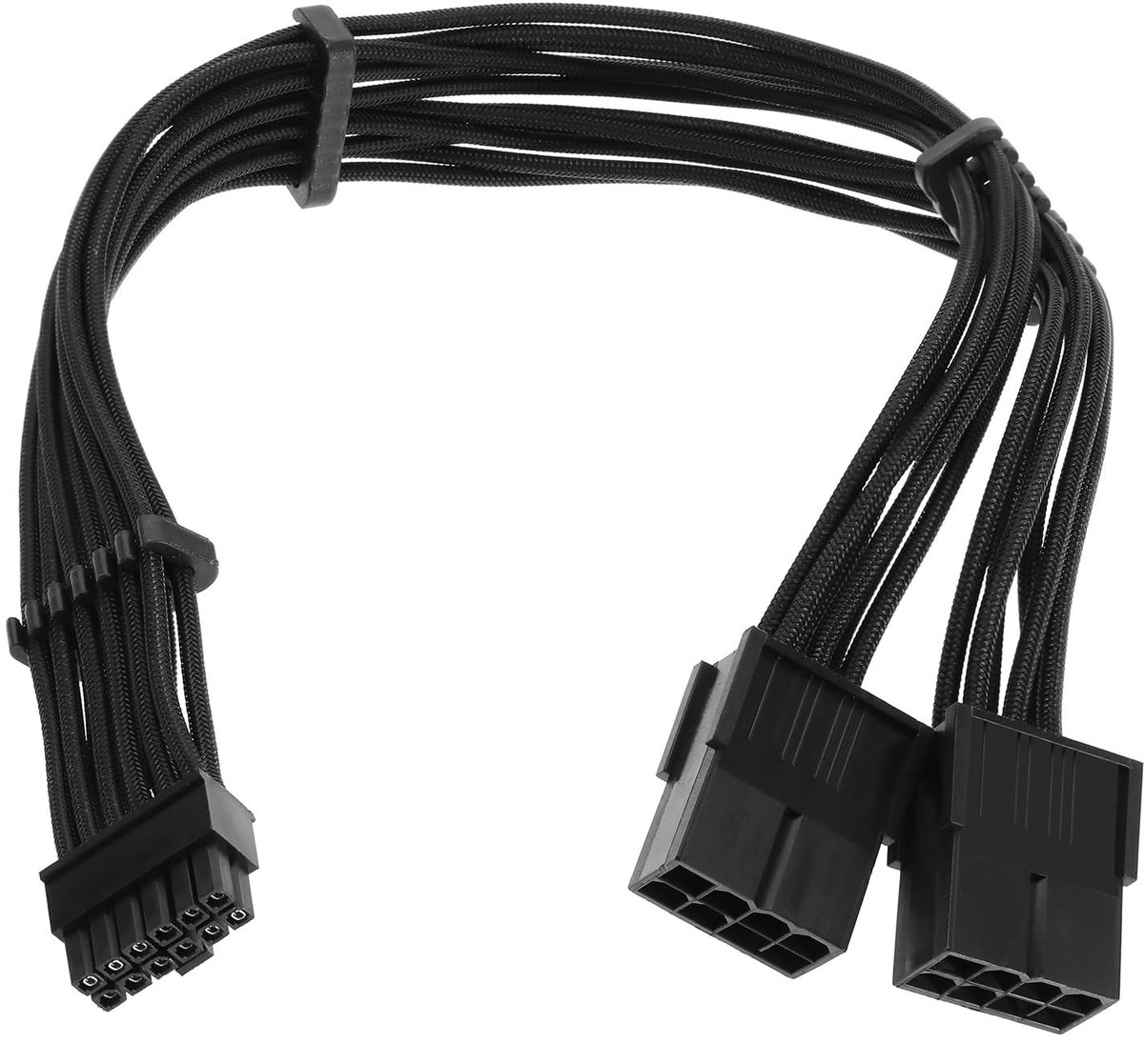 Solidchoice - Dailygoody - 12 Pin naar Dual 8 Pin PCIe Verlengkabel - 18AWG Kabel - Zwart - Geschikt voor 30 Serie - 30cm - Hoogwaardige Connector