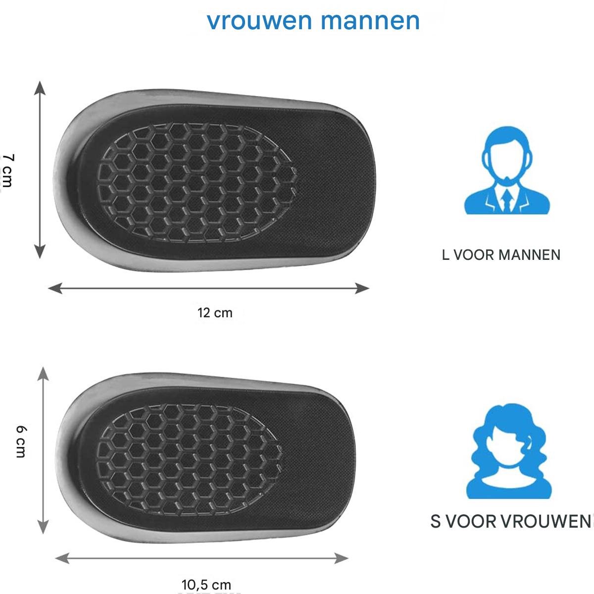 carmdering - Height Verhogende Inlegzool - Onzichtbare Schoenverhoger - Gel Hiellift - 3,5 Cm Hoogte - Zelfklevend Design - Premium Gel Materiaal - Schokdempend Comfort - Voor Dagelijks Gebruik - 2 Paar