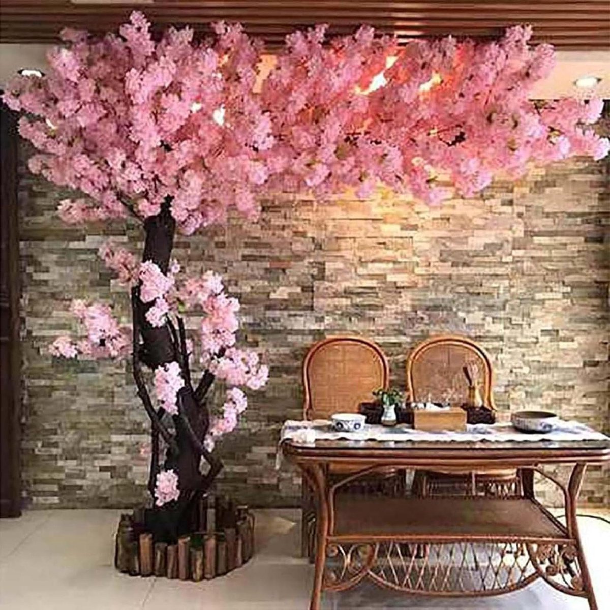 Zijde Bloesem Boom - Decoratieve Plant - Binnen Buiten Decoratie - Realistisch Uiterlijk - 130 x 150 cm - Roze