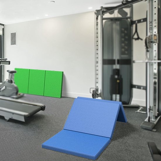 Opvouwbare Gymnastiekmat - Draagbare Vloermat - Thuis Sporten - 5cm Parelkatoen - 180x60cm - Blauw — afbeelding 4