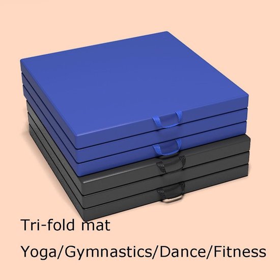 Opvouwbare Gymnastiekmat - Draagbare Vloermat - Thuis Sporten - 5cm Parelkatoen - 180x60cm - Blauw — afbeelding 2