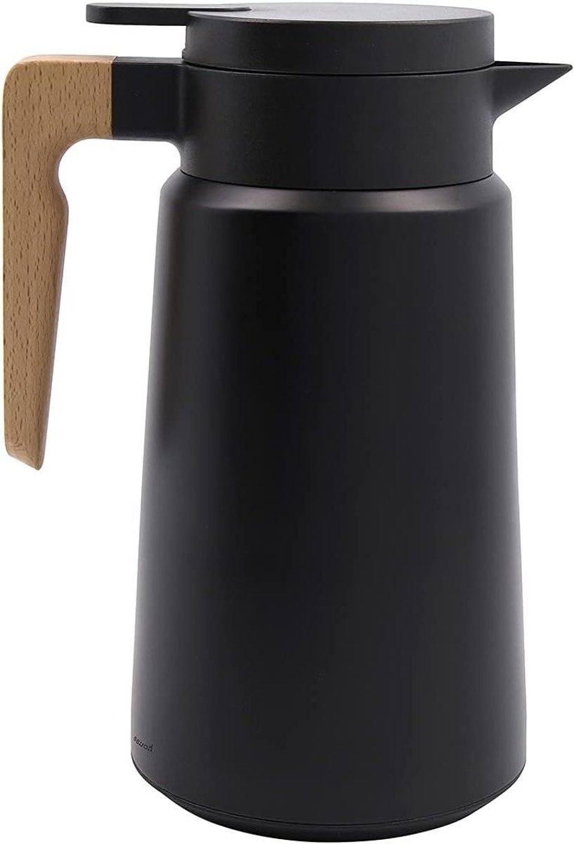 Thermoskan - Geïsoleerde kan - Dranken warm houden - Houten accent - 18 Liter - Zwart