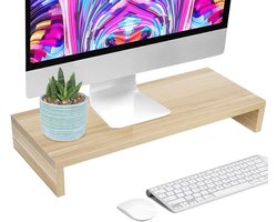 Houten Monitorstandaard voor Laptop en Computer – Desk Organizer voor LCD/LED Monitoren, 50 x 20 x 7,7 cm