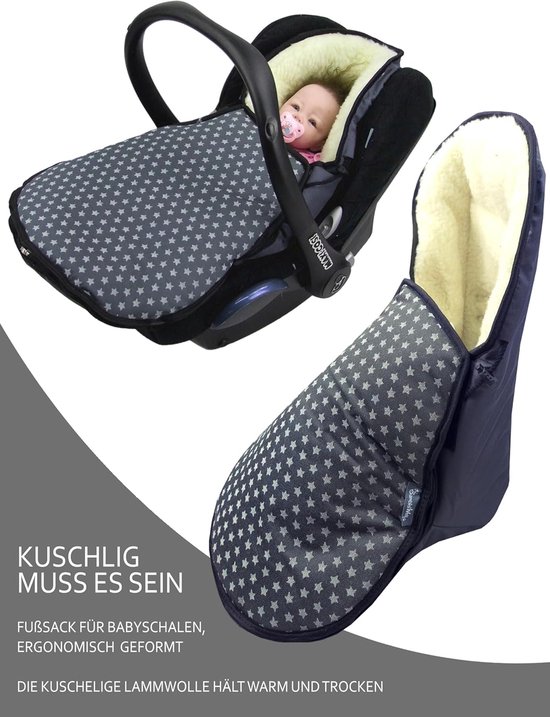 Baby Voetenzak - Autostoel Muts - Warm Blijven - Waterafstotend - 75 x 40 cm - Sterren Bordeaux — afbeelding 3