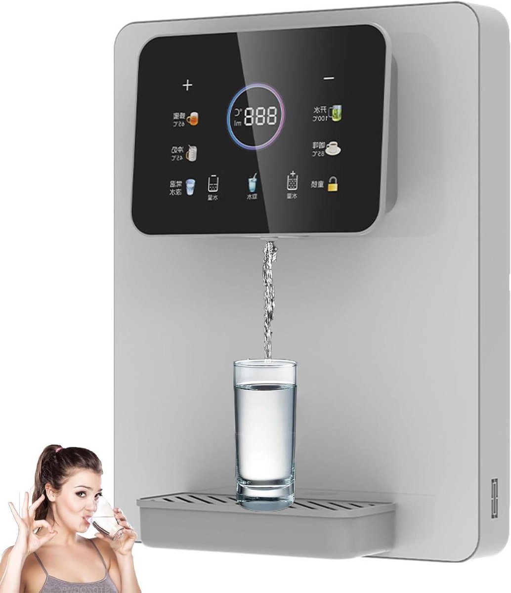 Wanddispenser Warm Koud - Kraan Water - Direct Drinken - Kinderslot Touchscreen - 31x16x40 cm - Wit