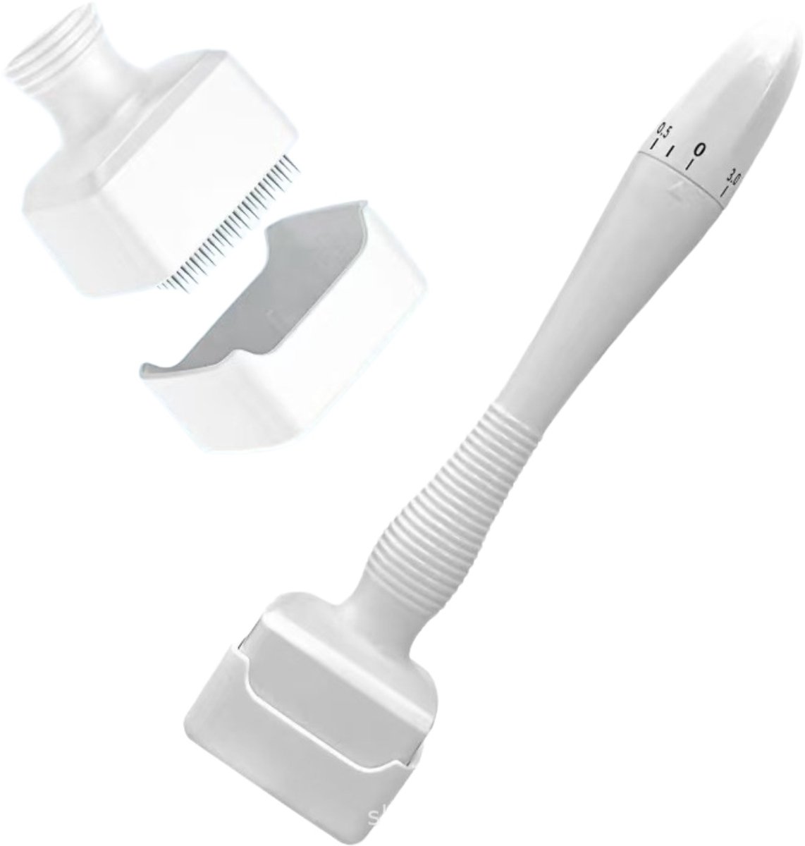 140A Adjustable Microneedle Derma Stamp Roller – White ABS Microneedling Tool for Face & Body