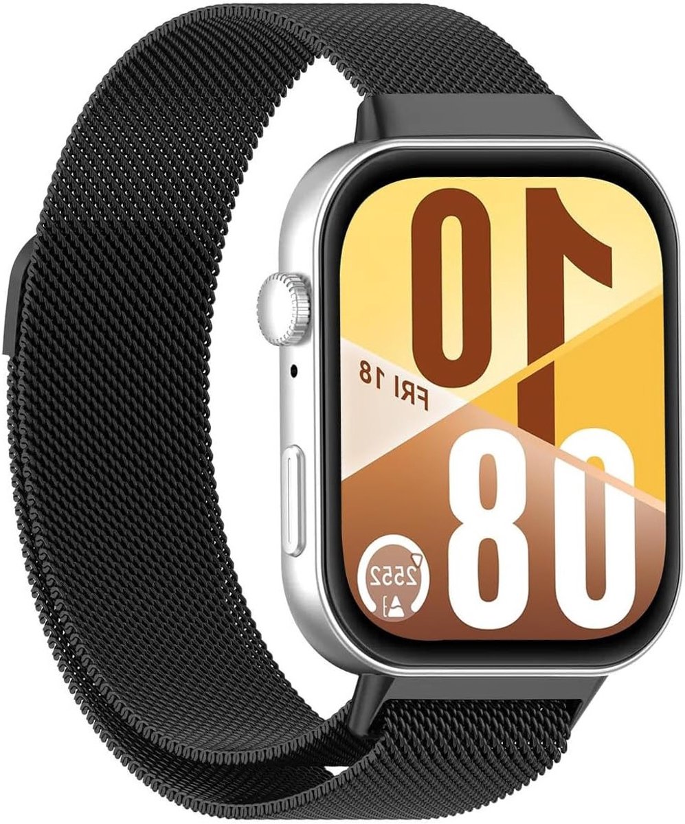 Verstelbare Metalen Band voor Smartwatch, Magnetische Ademende Sportband - Duurzaam, Stijlvol en Comfortabel - Zwart
