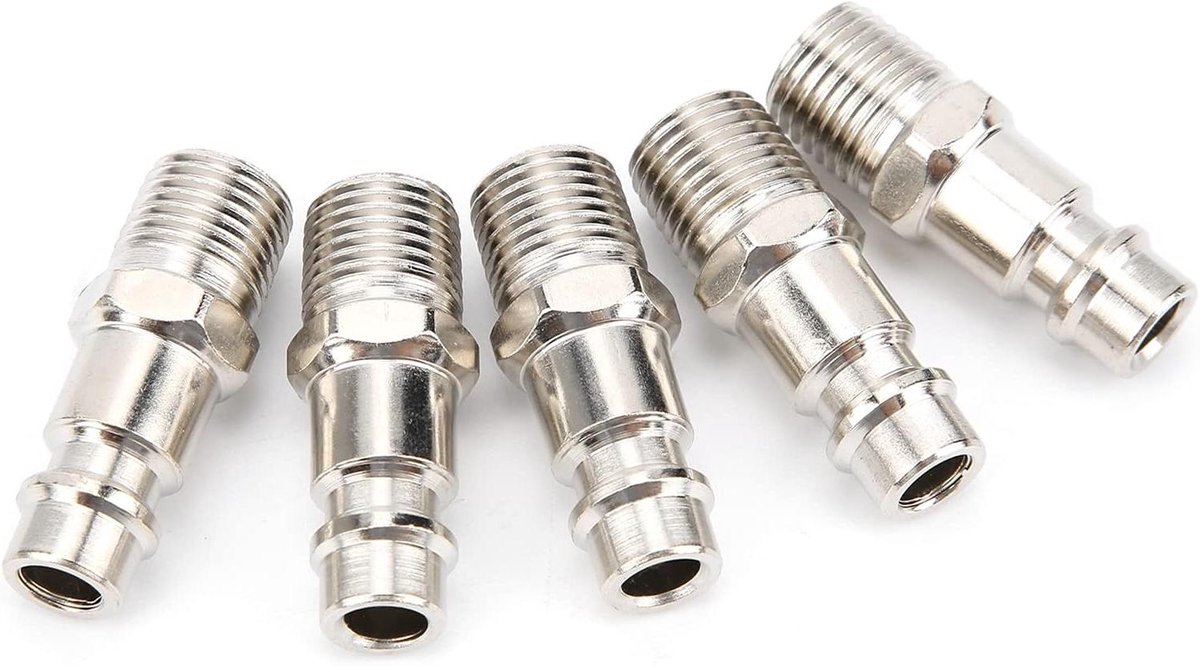 Gereedschapsconnector - Persluchtkoppeling - Industrieel Luchtgereedschap - Lekvrije Prestaties - 6 x 6 x 2 cm - Zilverkleurig