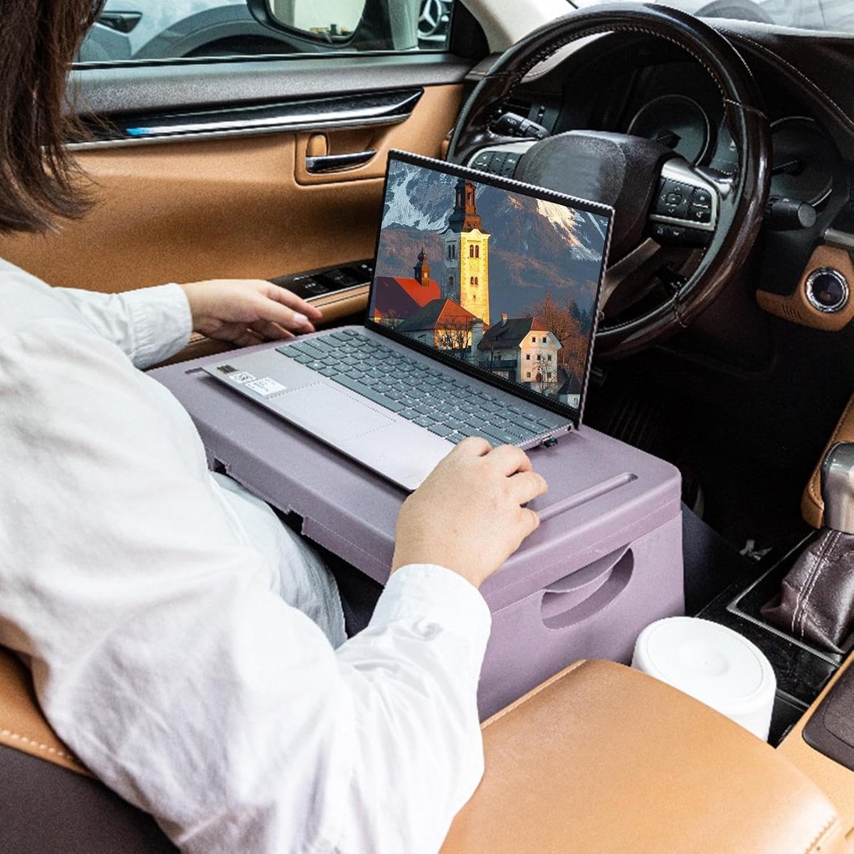 Draagbaar Bed Bureau - Laptop Tafel Auto - Comfortabel Werken - Opvouwbaar Ergonomisch Ontwerp - N.v.t. - Paars