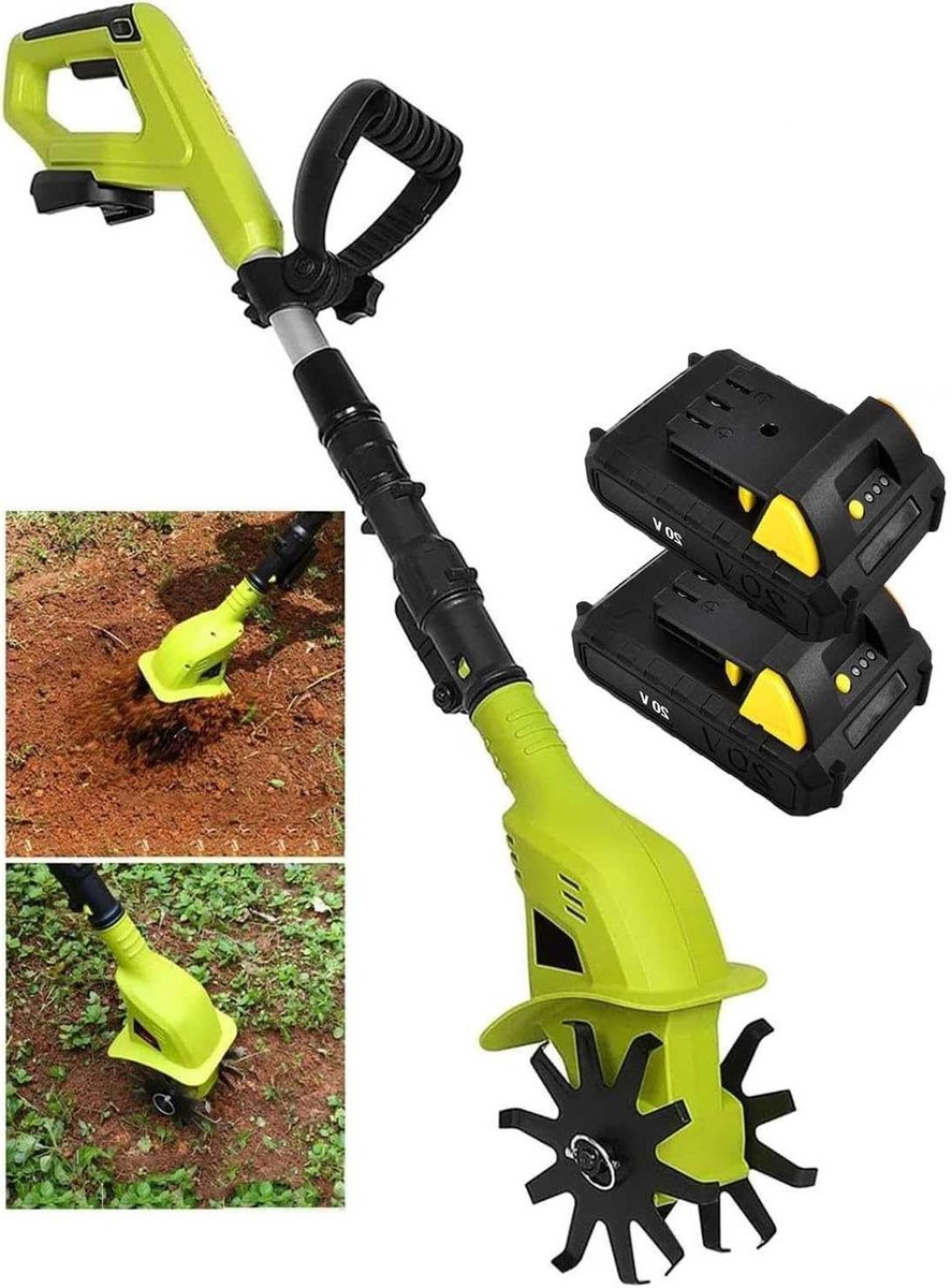 Elektrische Tuinfrees - Draadloze Cultivator - Efficiënte Grondbewerking - Verstelbaar Telescopisch - 10 cm Werkbreedte - Zwart
