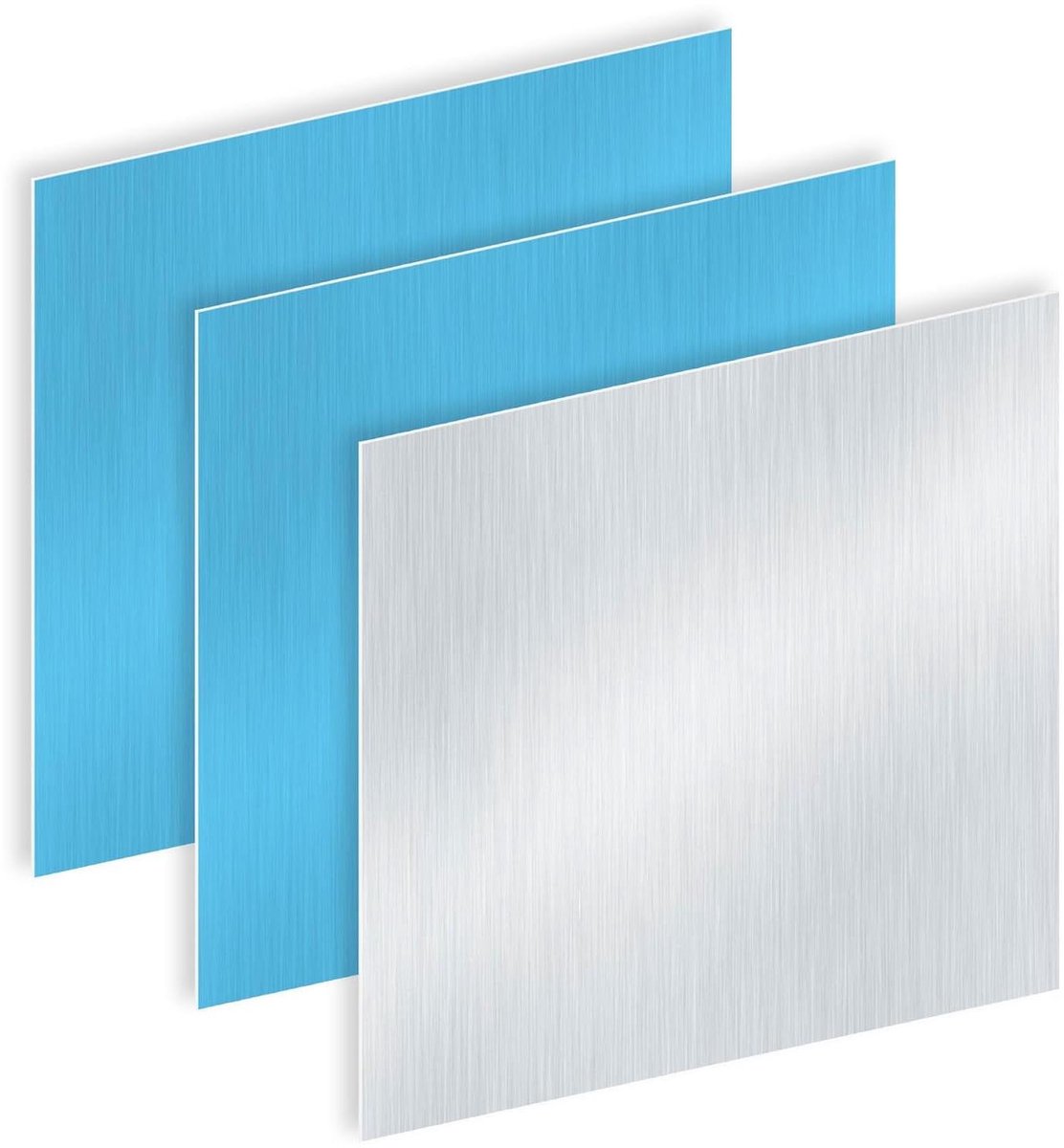 Aluminium Plaat - Metaal Vierkant - Doe-het-zelf - Dubbelzijdig Beschermd - 3 stuks 150mm - Zilverkleurig