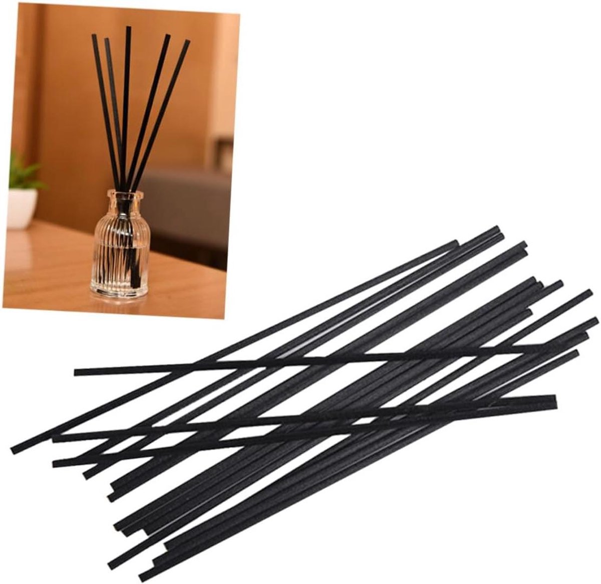 Aroma Diffuser Stokjes - Geurstokjes Rietstokjes - Geurverspreiding Huis - Vezelstokjes Zwarte Kleur - 22x0.3 cm - Zwart