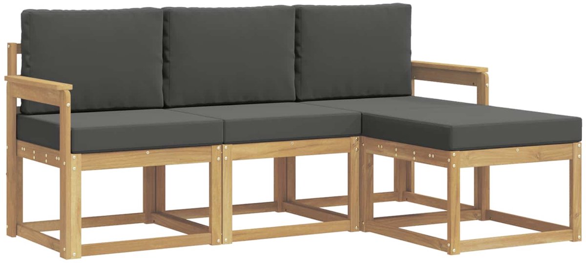 vidaXL Buiten - bank - set - 4 - st - Wit - en - antracietkleurig wit en antracietkleurig