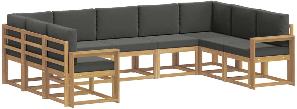vidaXL Buiten - bank - set - 9 - st - 9-zits - Wit - en - antracietkleurig Wit en antracietkleurig