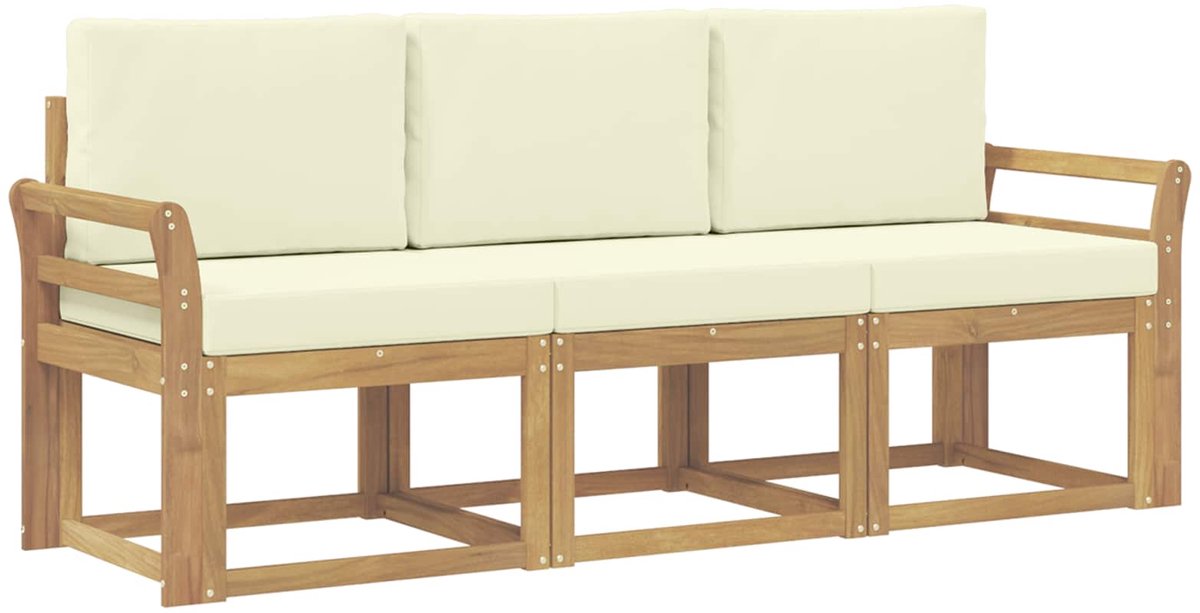 vidaXL Buiten - bank - set - 3 - st - Wit - en - crèmekleurig - 194 - x - 63 - x - 73 - cm Wit en crèmekleurig