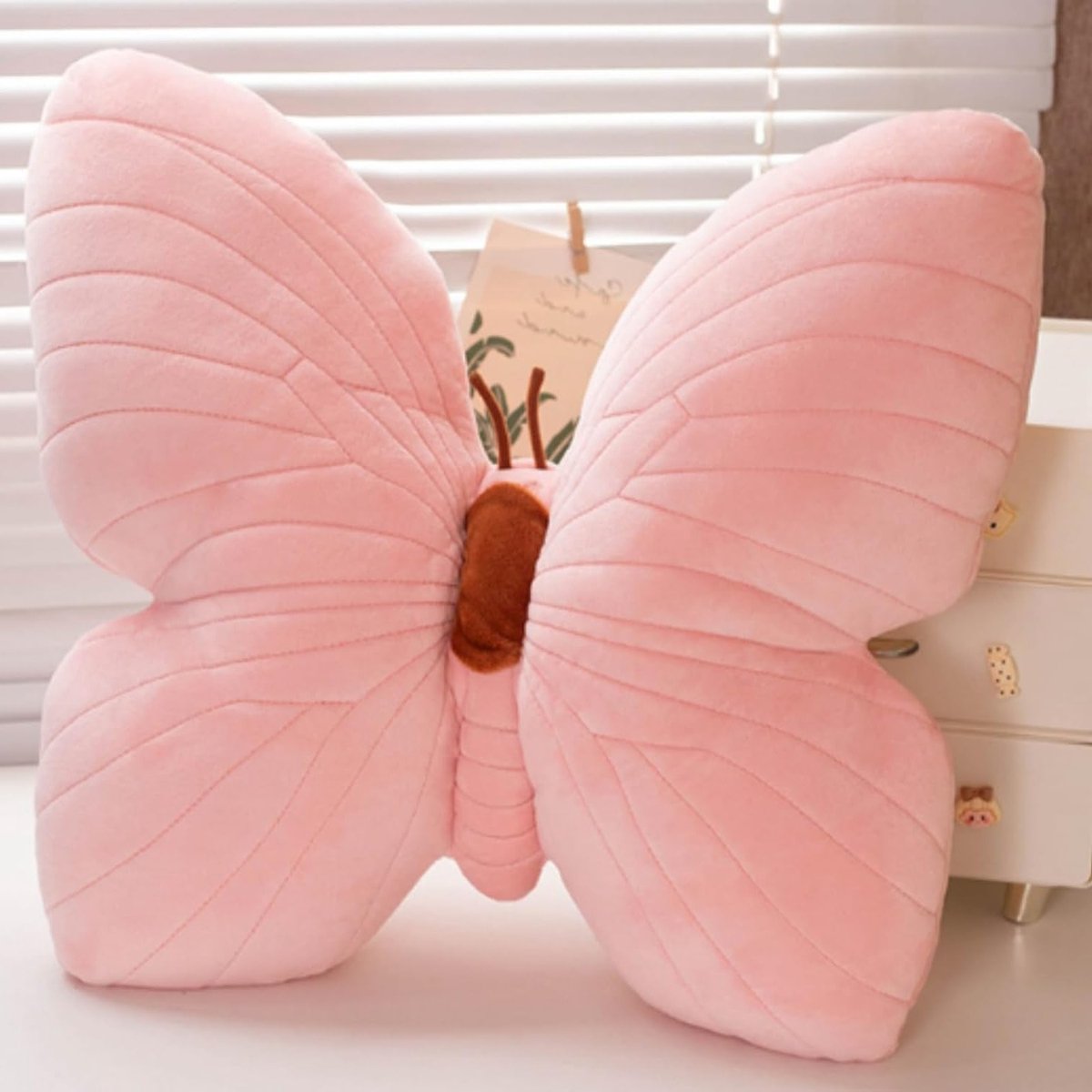 Zachte Vlinder Kussen 45x40cm, Decoratief Kussen voor Sofa en Bed, Comfortabele Zithulp in Roze