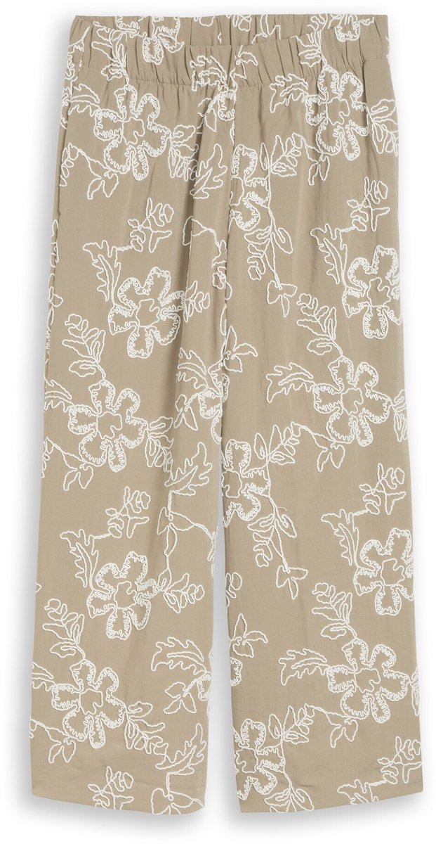 Tom Tailor - Culotte met bloemenborduursels - Maat 34/26 - olive white big flower design