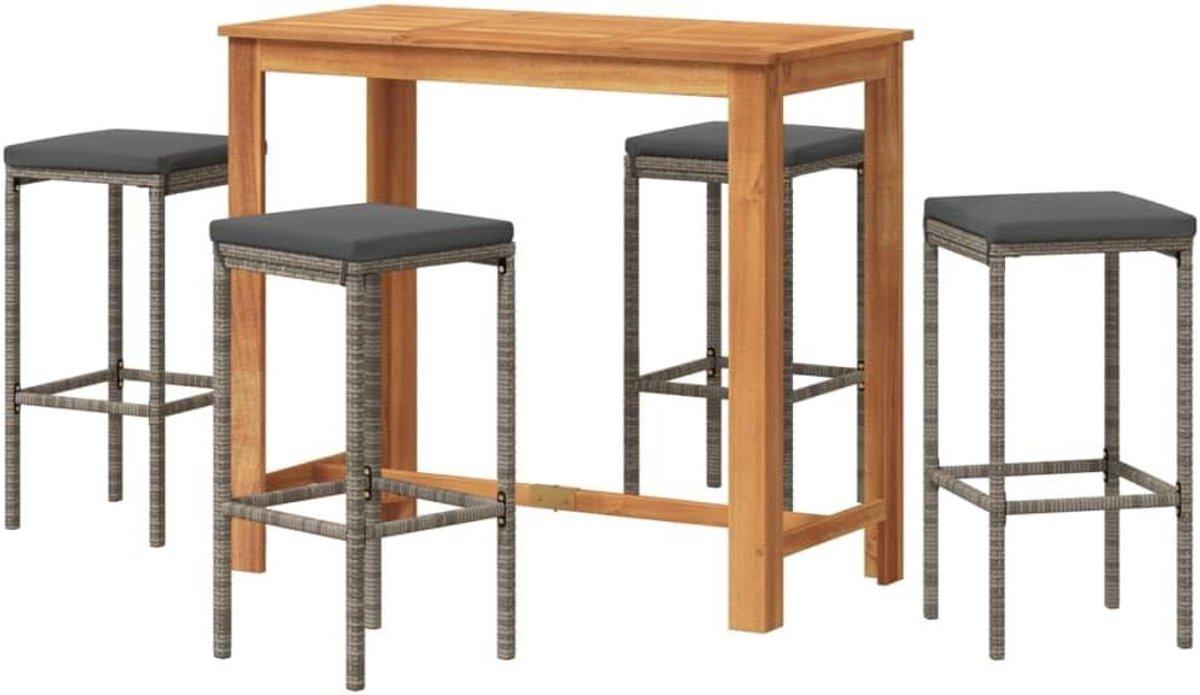 Tuin barset - Outdoor meubelen - Buiten ontspannen - Acaciahout tafelblad - 120 x 60 x 105 cm - Grijs