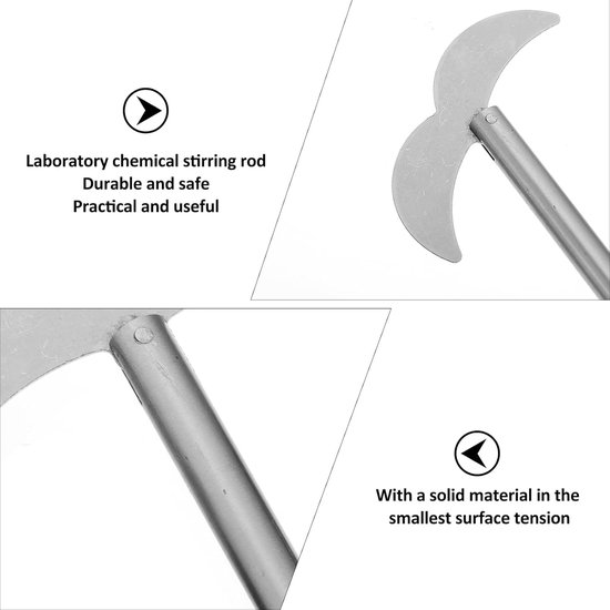 Roerstaaf RVS - Roerpeddel Lab - Dranken Mengen - Duurzaam Materiaal - 26 cm Lengte - Zilverkleurig — afbeelding 3