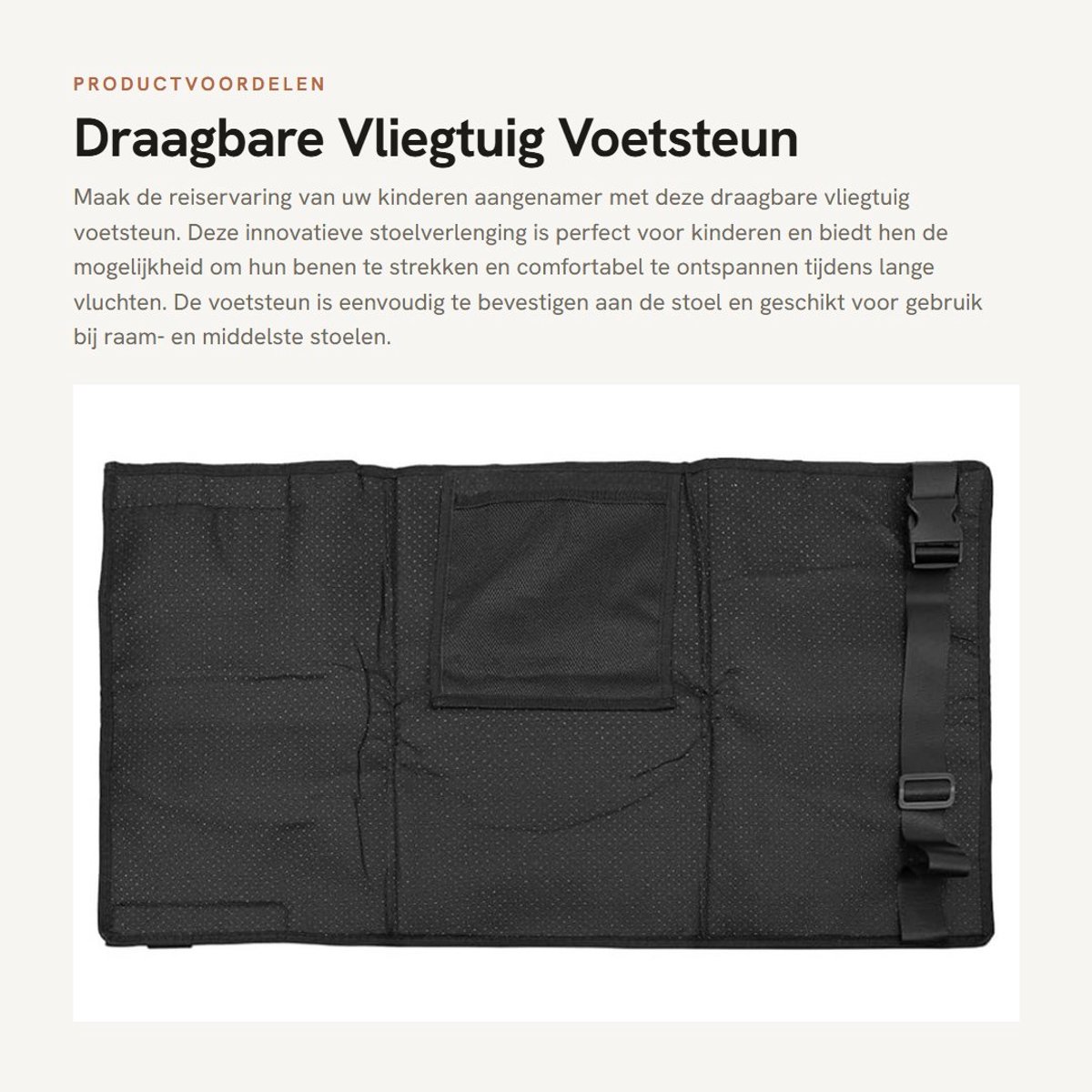 Dailygoods- Voetsteun Draagbaar - Vliegtuig Voetsteun - Reisaccessoire - Oxford-doek - 79 cm x 44 cm - Kindervoetsteun