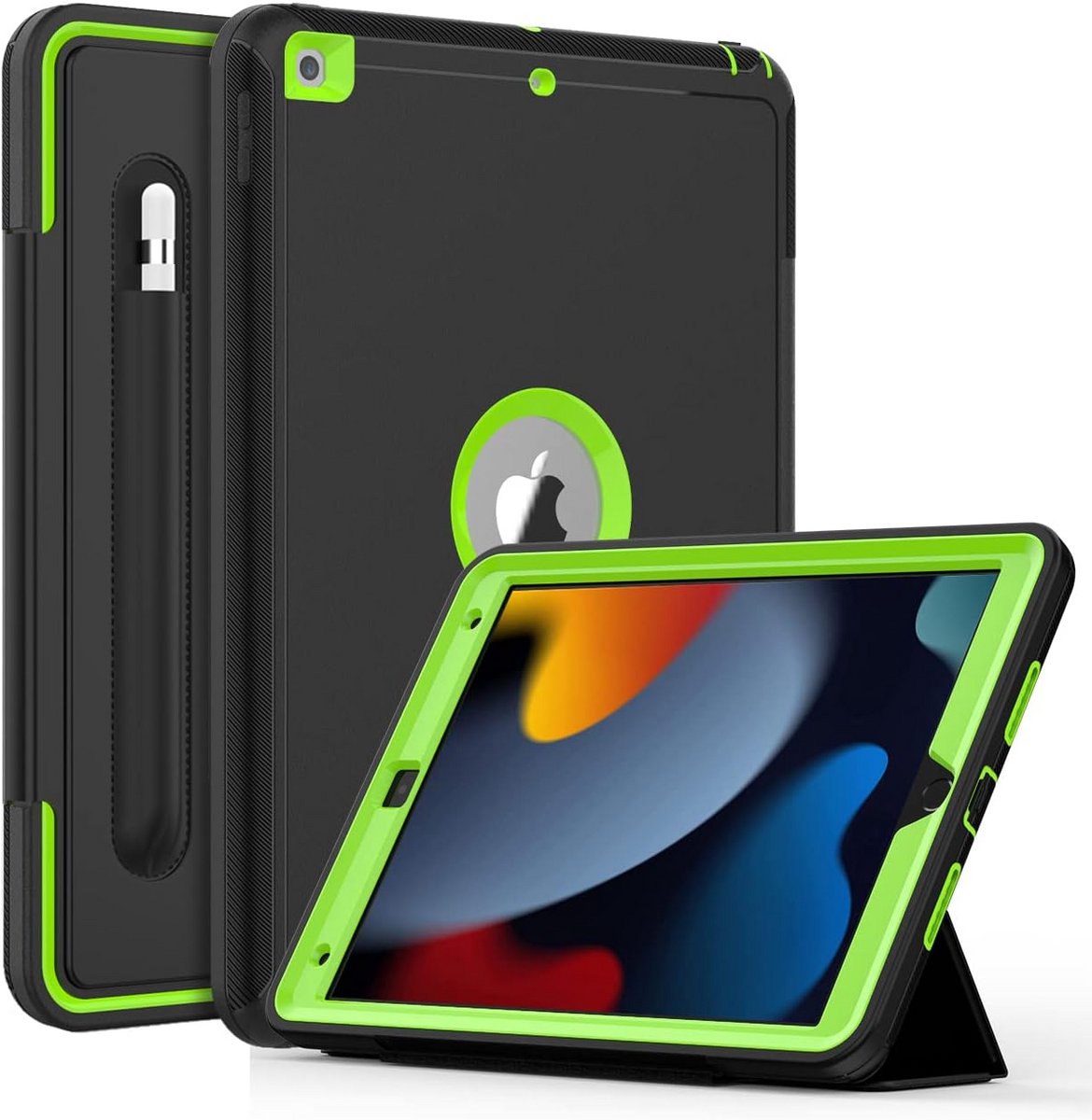 Tablethoes - Beschermhoes - Dagelijks Gebruik - Met Penhouder - 10.2 Inch - Zwart Groen