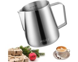 Melkopschuimkan - Opschuimbeker - Latte Art Creëren - Druppelloze Tuit - 420ml - Zilver