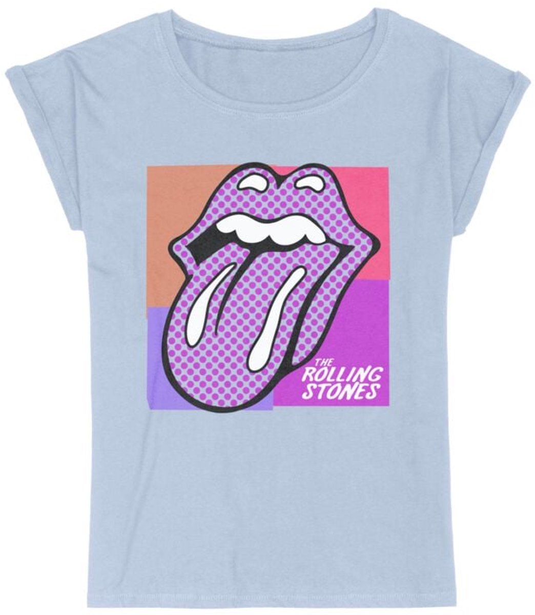 The Rolling Stones Pop Squares Dames T-shirt - lichtblauw - XXL