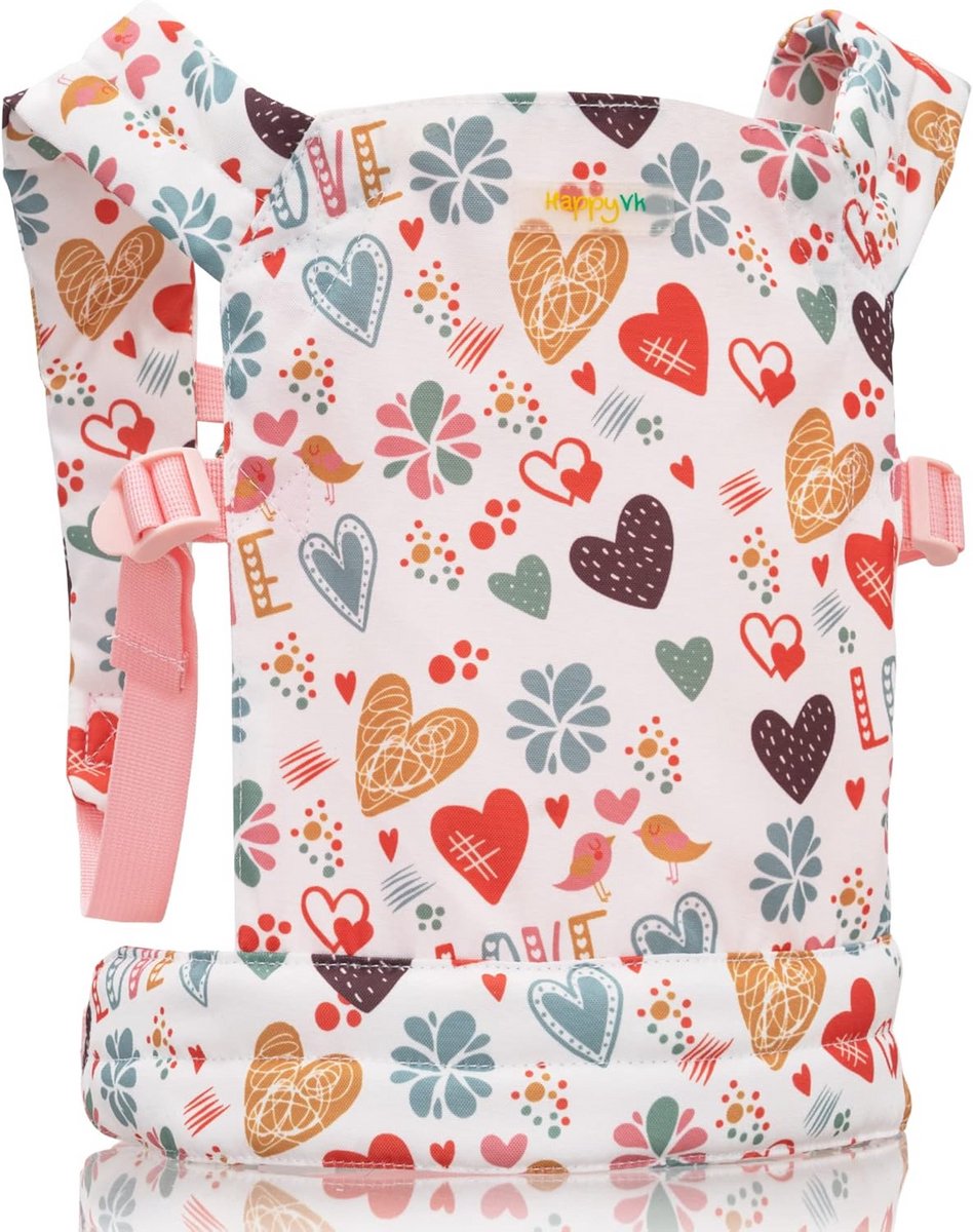 Poppendrager Kinderen - Draagzak Speelgoed - Rollenspel Spelen - Verstelbare Bandjes - Tot 61 cm - Bloemenprint
