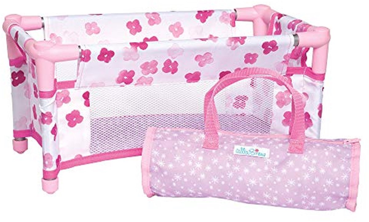 Poppenbedje Accessoireset - Draagbaar Ledikant - Poppen Verzorgen - Inclusief Draagtas - 40 x 20 x 20 cm - Multicolor