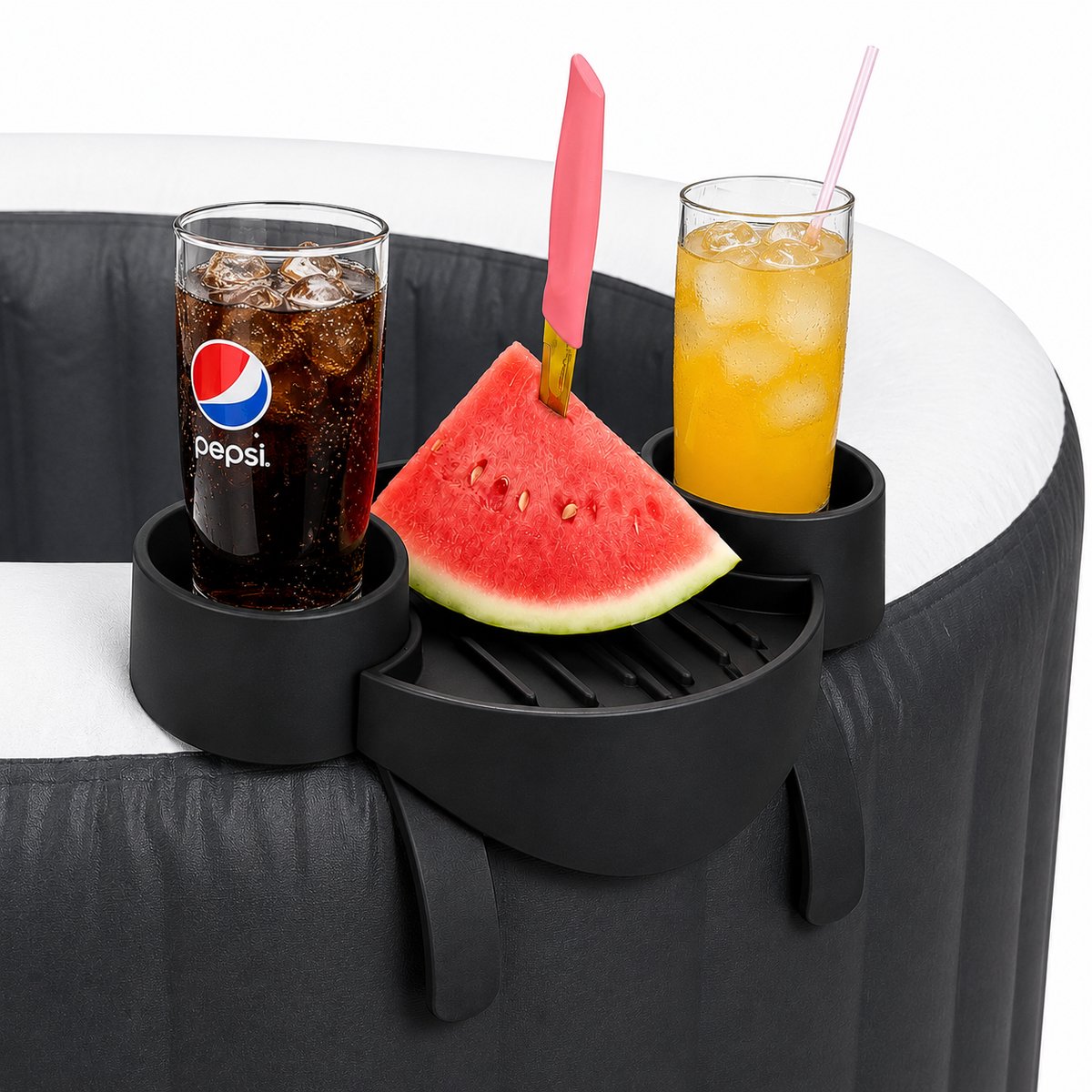 Spa Bekerhouder - Whirlpool Bekerhouder - Jacuzzi Drankhouder - Hot Tub Cup Holder - Afneembare Bekerhouders - Opbergplateau Voor Drankjes, Snacks En Accessoires - Geschikt Voor Lay-Z-Spa En Intex Spa - Zwart