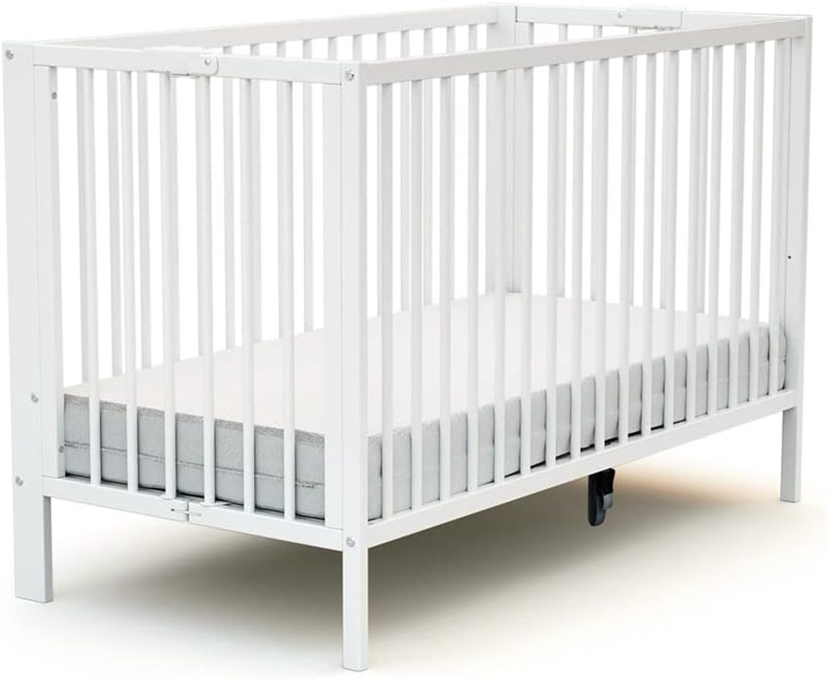 Kinderbed - Baby ledikant - Ruimte besparen - Inklapbaar ontwerp - 60 x 120 cm - Wit