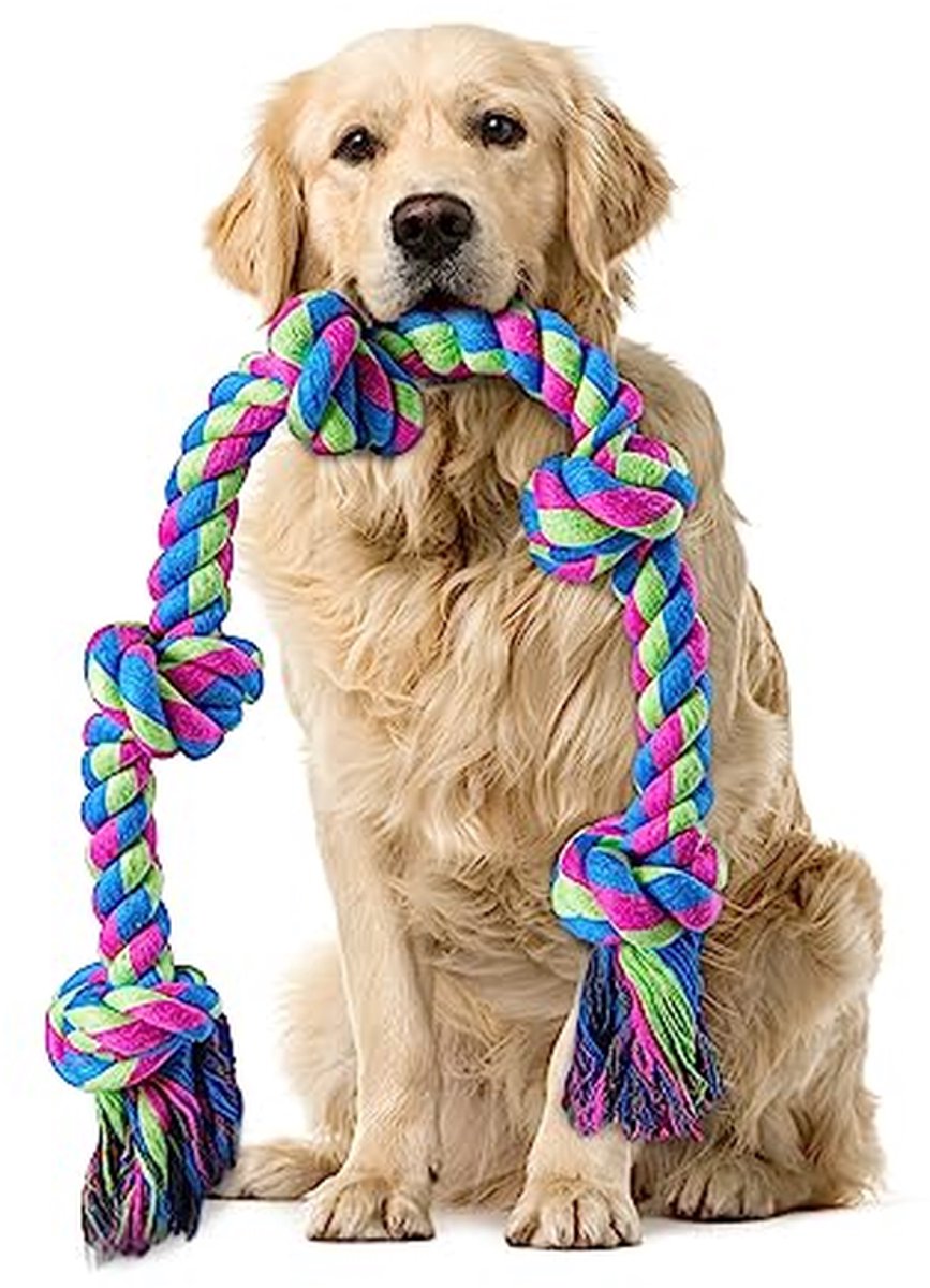 Hondenspeeltouw - Touw voor honden - Kauwen en spelen - Extra stevig - 95 cm - Meerkleurig