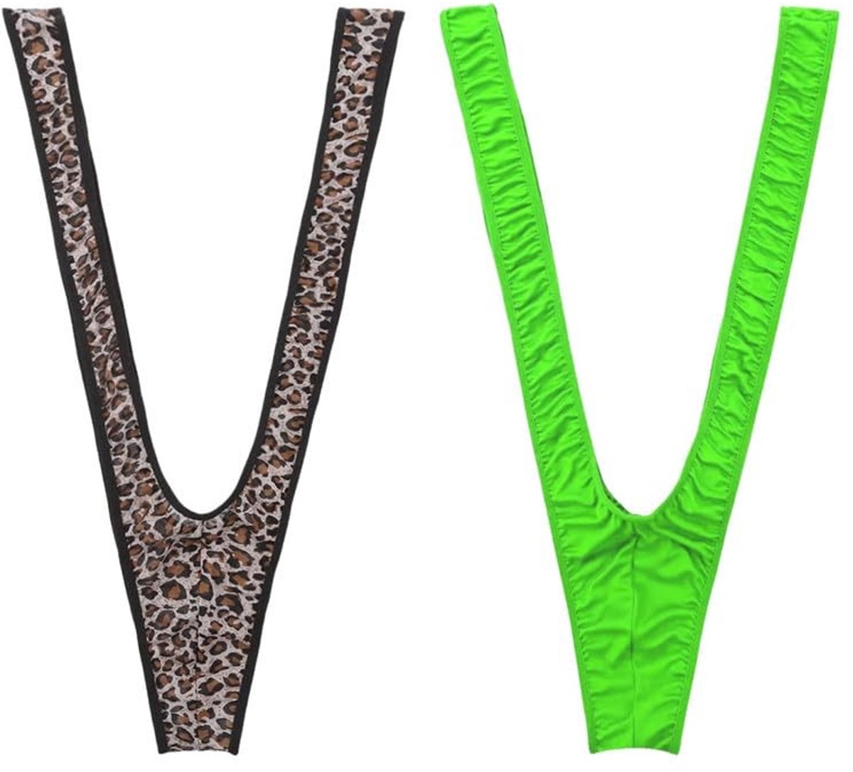Dailygoods- Mankini 2 Stuks - Sexy Heren Tanga - Verstelbaar - Spandex - Luipaardpatroon/Groen - Ademend en Comfortabel - Herentanga