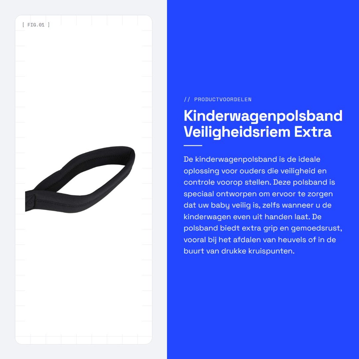Dailygoods - Kinderwagenpolsband - Veiligheidsriem - Extra gemoedsrust - 3,8 x 45 cm - Anti-verlies - Voor bezorgde moeders - Veiligheid voorop