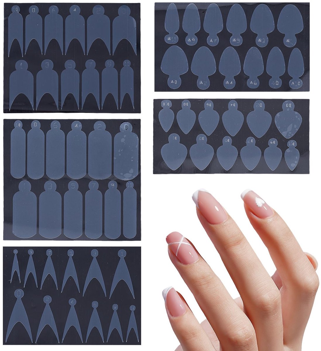 Dailygoods- Vormstickers 60 Stuks - Dubbelzijdige Nagelvormen - Franse Nagels - Kunststof - Ultradun Ontwerp - Geschikt voor Volwassenen - Nageltips