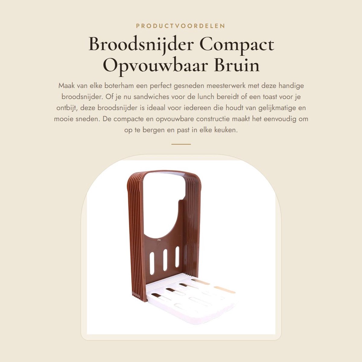 Dailygoods- Broodsnijder Compact - Verstelbaar - Opvouwbaar - PP - 22,3 x 14,5 x 4,8 cm - 280 gram - Broodsnijmachine