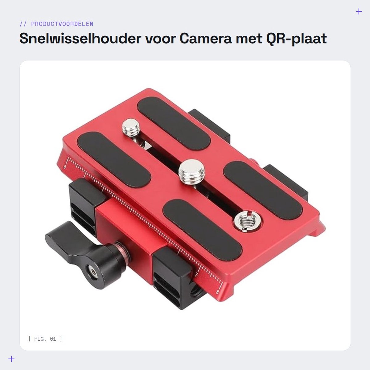Dailygoods- Snelwisselhouder Hoogwaardig Aluminium - QR-plaat - Vervangende Converter - Antislip Pads - 1/4"-20 Bevestigingsschroeven - Nettogewicht 198 Gram - Quick Release Plate
